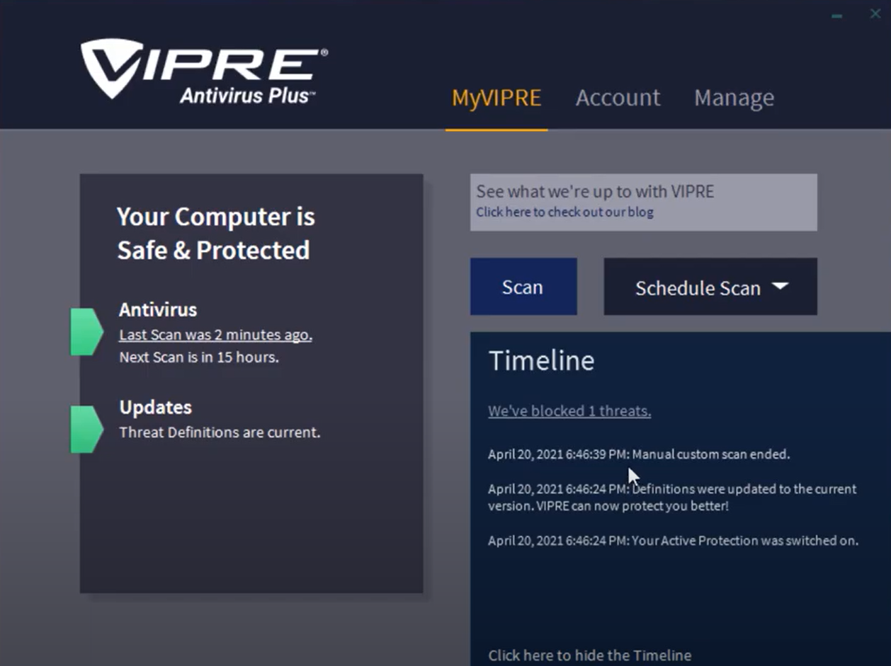 screenshot of VIPRE Antivirus Plus